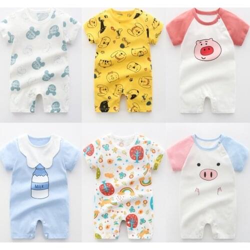 Baby Clothing 2021 Summer Cotton Short Sleeved Jumpsuit For Baby Girls Kids Onesie Baby Boy Romper