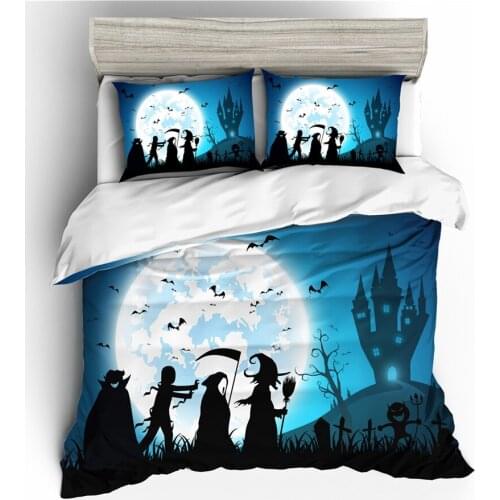 A Bedding Set 3D Printed Duvet Cover Bed Set Halloween Home Textiles for Adults Bedclothes with Pillowcase #WSJ19