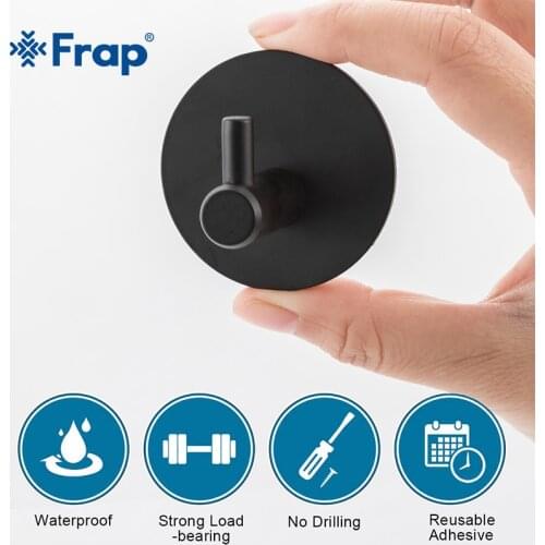 Frap 4Pcs Robe Hooks Stainless Steel Black Towel Hook Robe Hook Wall Hanger Bathroom Accessory Organizer Clothes Rack Y19005-2