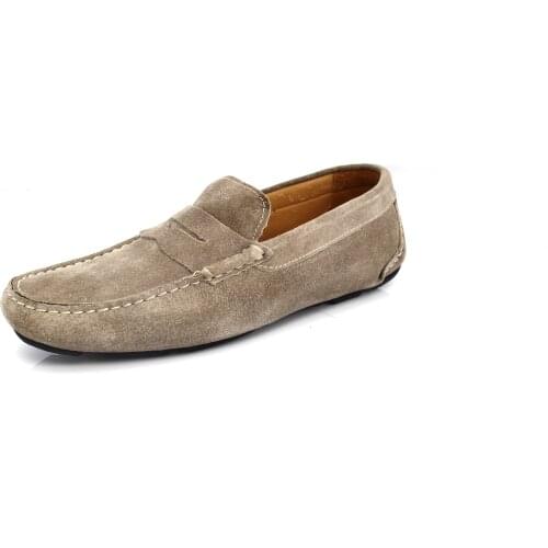 SHENBINs Handmade Beige Suede Loafers, Shenbins Exclusive Handmade Casual Footwear