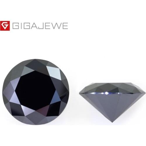 GIGAJEWE Moissanite Black 6.5mm Round Cut Loose Stone Lab Diamond DIY Gem Jewelry Making Fashion Charms Woman Girlfriend Gift