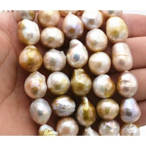 Natural 11-13mm Multicolor Baroque Edison Reborn Keshi Pearl Round Beads 15 "AAA