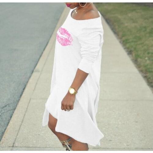 2021 New Oversize Women Dresses Sexy Lips Loose Printed Dresses