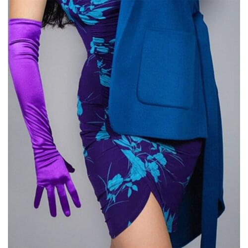 Christmas Dress White Short Satin Elasticity Etiquette Gloves Female Thin Summer Sunscreen UV Full Finger Driving Gloves K14