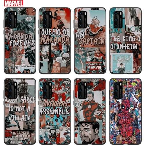 Silicone Cover Marvel retro comic superhero For Huawei P 50 P40 P30 P20 P10 P9 P8 Pro Plus Lite E mini 2017 2019 Phone Case