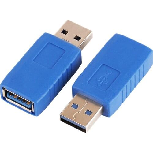 Blue USB 3.0 Male To Female Adapter Gold Plated Connector Converter 200pcs