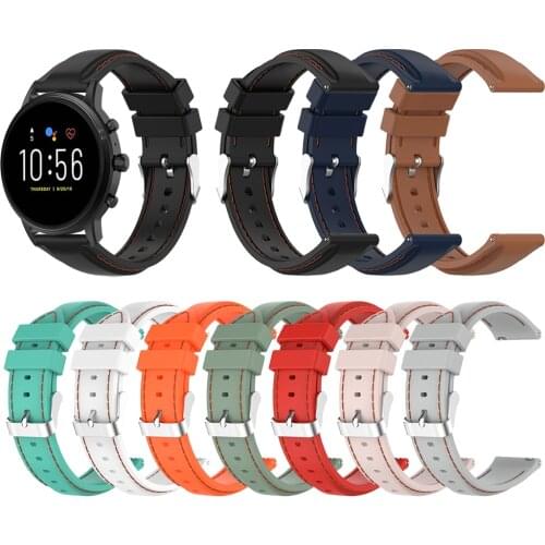 Sport Suture Silicone Strap For Fossil Gen 5 Carlyle HR/Julianna/Garrett/Mens Gen 4 Explorist HR Replace Bracelet Accessorie