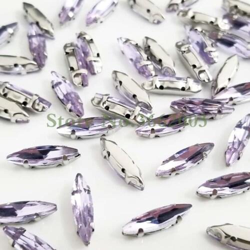 4x15mm 50pcs/pack Crystal violet Horse eye shape Glass Crystal sew on claw rhinestones,Diy Clothing accessories SWM41518