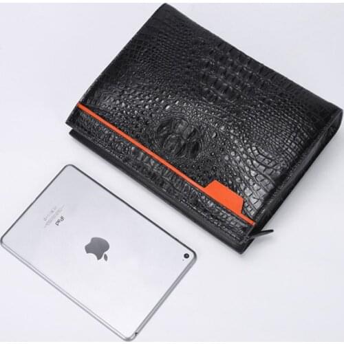 Hujingsha men Hand bag New leather casual commercial crocodile men bag zipper clash color men clutch bag