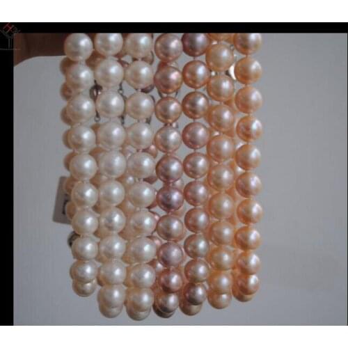 Wedding Women Jewelry Necklace 10-11mm Pearl Choker white pink Purple Pearl Natural Freshwater Pearl
