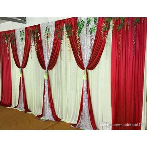 3m*6m wedding backdrop with sequins swags backcloth Party Curtain Celebration Stage curtain Performance Background wall valance
