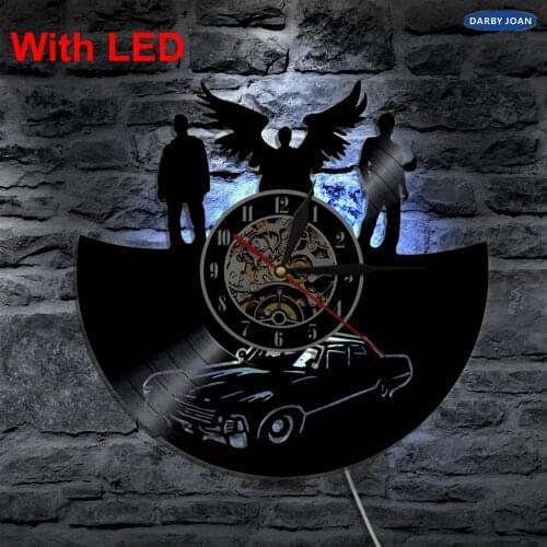 Supernatural Handmade LED Vinyl Clock Silhouette Wall Light Remote Control Art Backlight LP Cool Living Room Decorative
