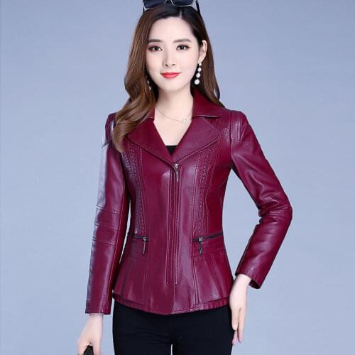 Womens Leather Short Jacket 2021 New Spring And Autumn Womens Clothing Slim Wild Large Size 7XL Female Coat