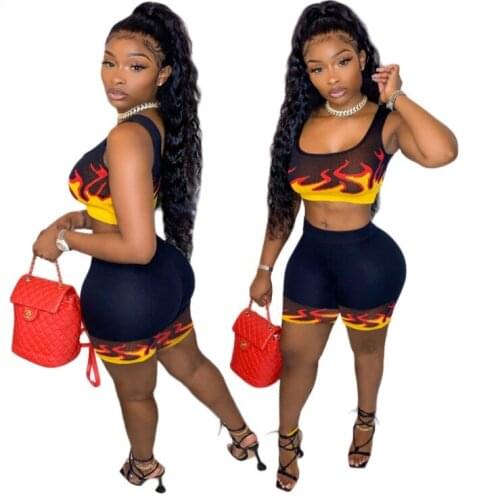 Clothing vendors women club party sexy bodycon two piece set bodysuit playsuit biker shorts set