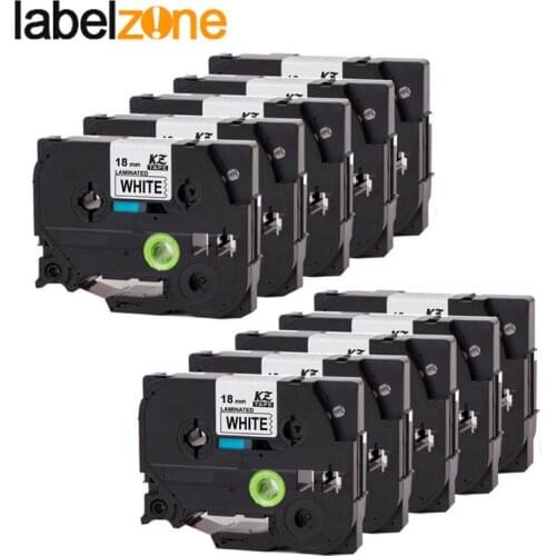10Pcs 18mm tze241 black on white label tape Compatible Brother p-touch printers tze laminated tze-241 tz-241 tz241 tze141 ribbon