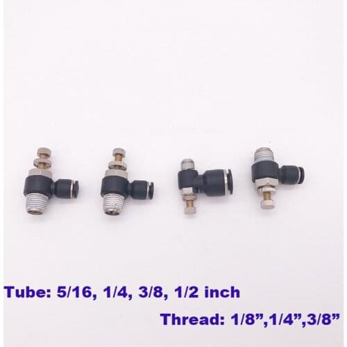 10pcs a lot air cylinder throttle valve thread 1/8 1/4 3/8 BSP , hose 5/16 1/4 3/8 1/2 inch pneumatic fittings