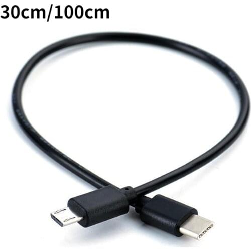 30cm/100cm Type C to Micro USB Cable Black USB-C Male to Micro USB Male Cable For Huawei For Xiaomi