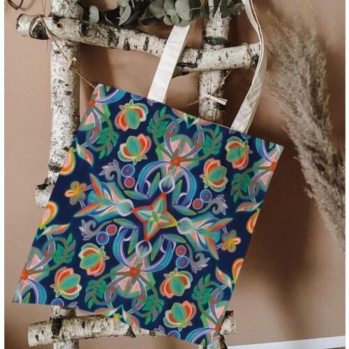 35*40Cm Tropical Plant Floral Print Pattern for Clothes WomenS Beach Bag Reusable Cosmetic Bag Decoration Bolsa De La Compra