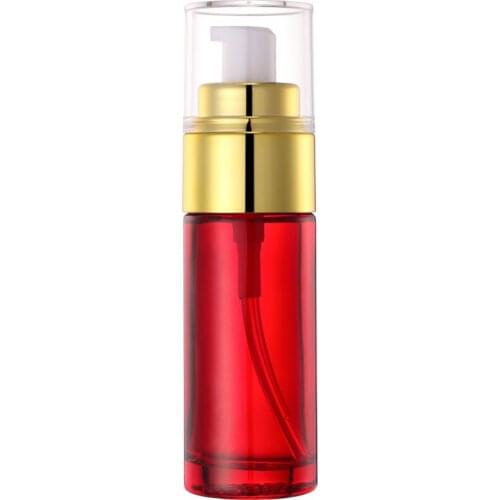80ml Red glass Skin Lotion bottle with press pump for toner lotion Essence liquid Skin Care packaging Empty cosmetic container