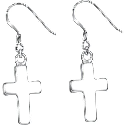 Shiny cross with stone high quality Silver Earrings for women fashion jewelry earrings /ABVFHNNU RQPBYBBA