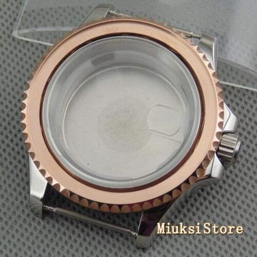 40mm sapphire glass rose gold case fit ETA 2836,DG2813/3804 Miyota 82Series movement top watch case