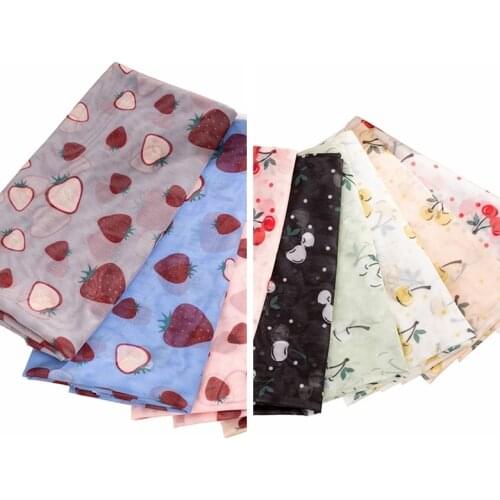 Strawberry Lace Fabric Cherry Spandex Tulle Fabric Summer Bottoming Sleeve Clothes Supplies 45*135 Cm TJ1179