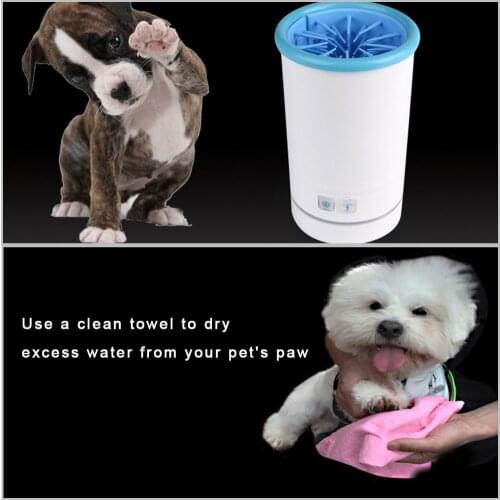 Pet Electric Foot Washer USB Rechargeable Automatic Dog Paw Cleaner Silicone Brush Rotary Washer for Dogs Cats Foot Clean Bucket