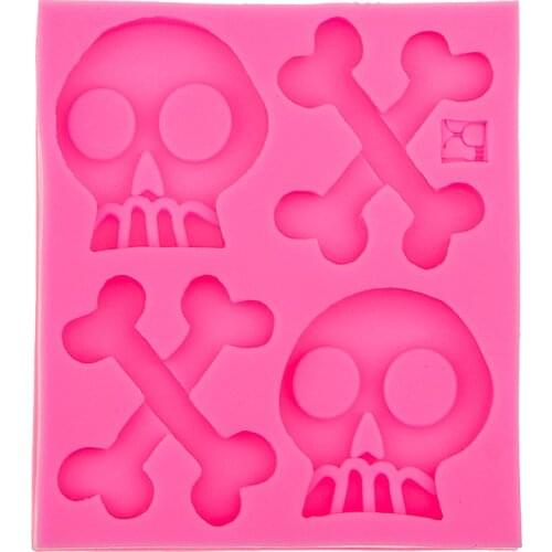 Halloween DIY Skeleton Head Skull Cake Mold Fondant Silicone Mould Cake Tools Food-Grade Safe Candy Moulds T0553
