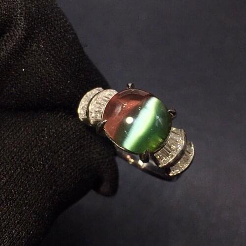 Fine Jewelry Anillos oro Real Pt900 Jewelry 100% Natural Brazil Tourmaline 5.18ct Gemstone Female Rings for Women Fine Ring