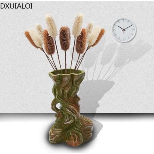DXUIALONordic Shaped Root Art Vase Decoration Resin Crafts Office Bedroom Living Room Desktop Flower Arrangement Vase Decoration