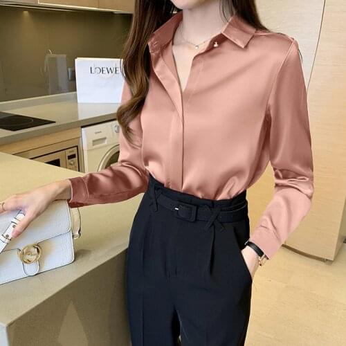 HUGWISER Womens Satin Shirts