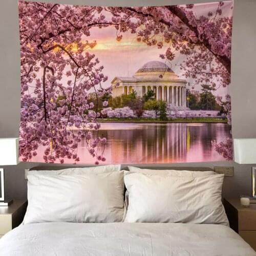 2021 Mandala Indian Tapestry Wall Hanging Romantic Cherry Blossoms Misty Mountain Bohemian Yoga Mat Home Bedroom Art Carpet