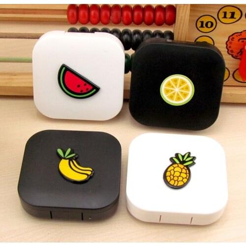 New Fruits Pocket Mini Contact Lens Case with Mirror Travel Kit Easy Carry Contact Lens Box Container For Lenses Random Color
