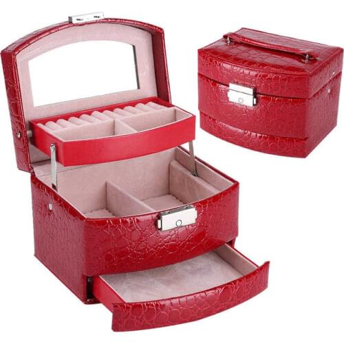 3 Layers Leather Jewelry Box Packaging Makeup Organizer Storage Boxes Automatic Container Case Box Women Cosmetic Basket Gift