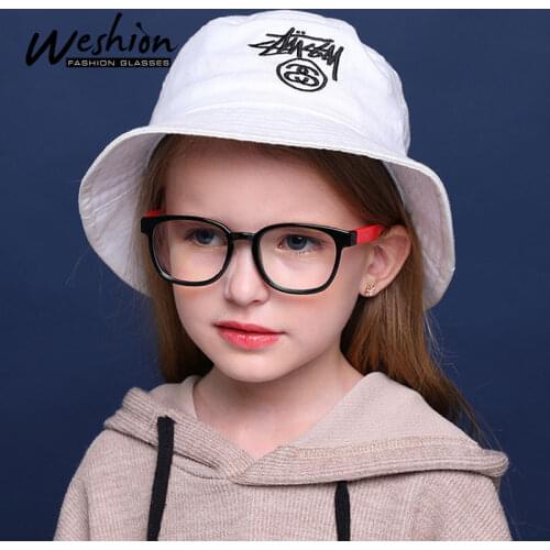 Children Anti-blue Light Glasses Square Computer Flexible Eyeglasses Corrective Optical lens UV Anti Glare Filter 3-10 Years Old