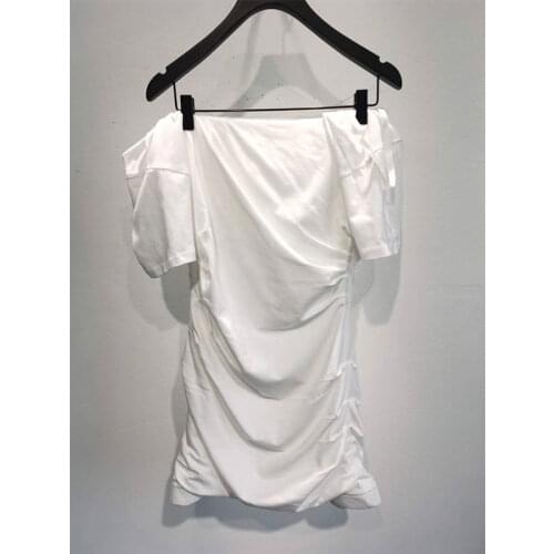 Summer woman white party dress sexy one-shoulder slim dress holiday leisure off-shoulder elegant luxury brand letter dress