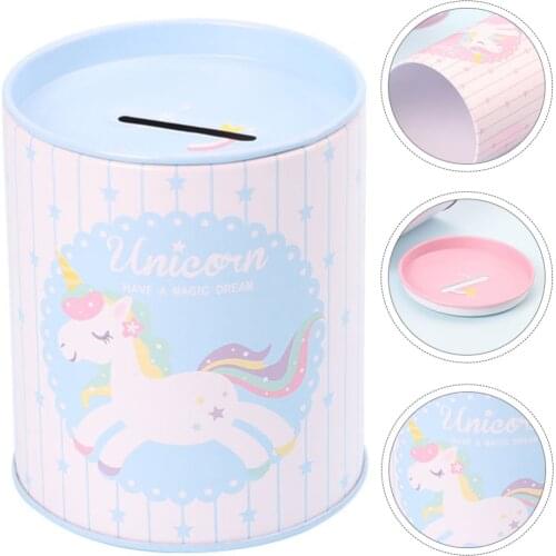 Adorable Unicorn Tinplate Money Box Kids Saving Box Christmas Piggy Bank Gift