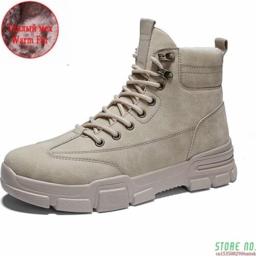 New Men Boots Leather Waterproof Lace Up Military Boots Men Winter Ankle Lightweight Shoes For Men Winter Casual Non Slip
