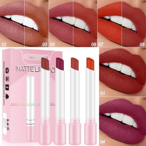 CmaaDu 4pcs/set Cigarette Lipstick Set Women Fashion Matte Vlvet Long Lasting Sexy Waterproof Lip Stick Makeup Cosmetic
