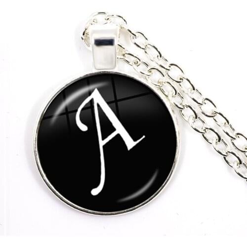 New Arrival A-Z Silver Color Letter Name Necklace For Women Mens Glass Dome Pendant Anniversary Jewelry Gift