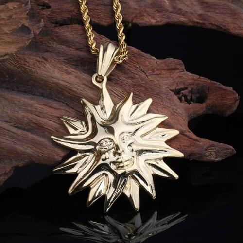 New arrived Men Hip hop Smile Young Dad Sun pendant necklace Stainless Steel fashion male vintage pendants jewelry gift