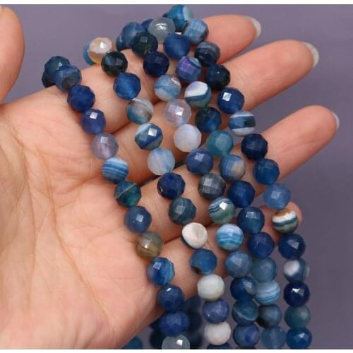 New Style Natural Stone Beads Blue Agate Round Section Loose Bead 8 MM For Jewelry Making DIY Necklace Earrings Accessory