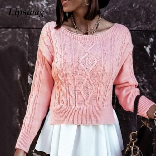 Casual O-Neck Knitted Women Sweaters Autumn Winter Long Sleeve Patchwork Ruffle Sweater Jumper Elegant Twist Knit Pullover Tops