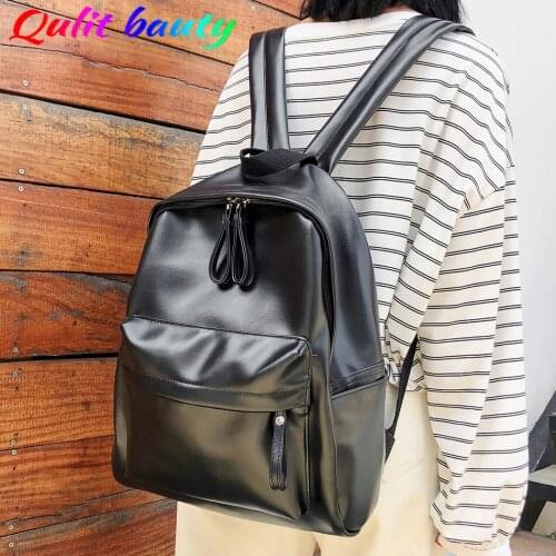 Fashion Oil Leather Womens Backpack High Quality Student School Bag Backpacks for Picnic Teenagers Girls Large Capacity Bookbag