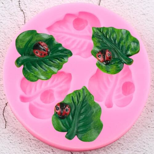 Leaf Ladybug Silicone Molds Leaves Cupcake Topper Fondant Mold Cake Decorating Tools Candy Polymer Clay Chocolate Gumpaste Mould