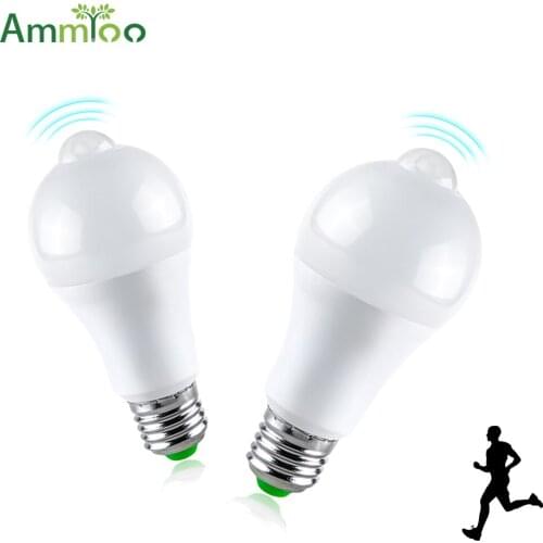 AmmToo E27 B22 LED PIR Motion Sensor Night light 110V 120V 220V 12W 18W Sensor Bulb Lamp For Stair Hallway Emergency lighting