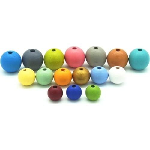 50/100pcs Colorful Natural Wooden Beads Round Ball Spacer Beading for DIY Craft Jewelry Making Garland Farmhouse Decor 15/20/25m