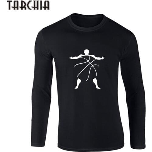TARCHIA Brand New Clothing Spring Autumn Men T Shirts 100% Cotton People And Ball Printed T-Shirts Men Casual Tees Tops Homme