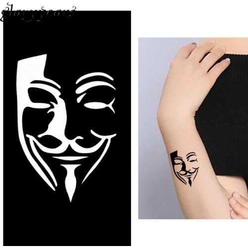 1 Piece Henna Tattoo Stencil V for Vendetta Face Design Small Mehndi Tattoo Template Women DIY Airbrush Painting Waterproof G142