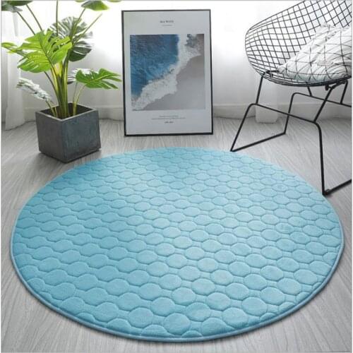 Thickened Embroidered Coral Velvet Round Carpet Basket Chair Cushion Tent Cushion Bedroom Living Room Rug Childrens Play Mat